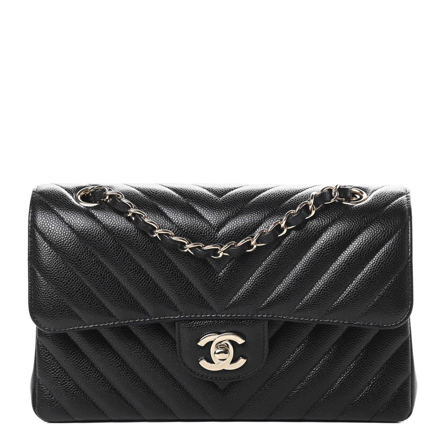 Chanel Caviar Chevron Quilted Small Double Flap Black 1 of 12