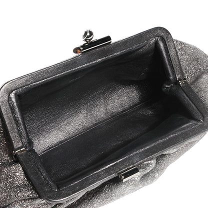 Chanel Crinkled Metallic Lambskin Clutch Dark Silver 5 of 9