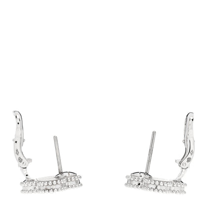 Van Cleef & Arpels 18K White Gold Guilloche Vintage Alhambra Earrings 3 of 6
