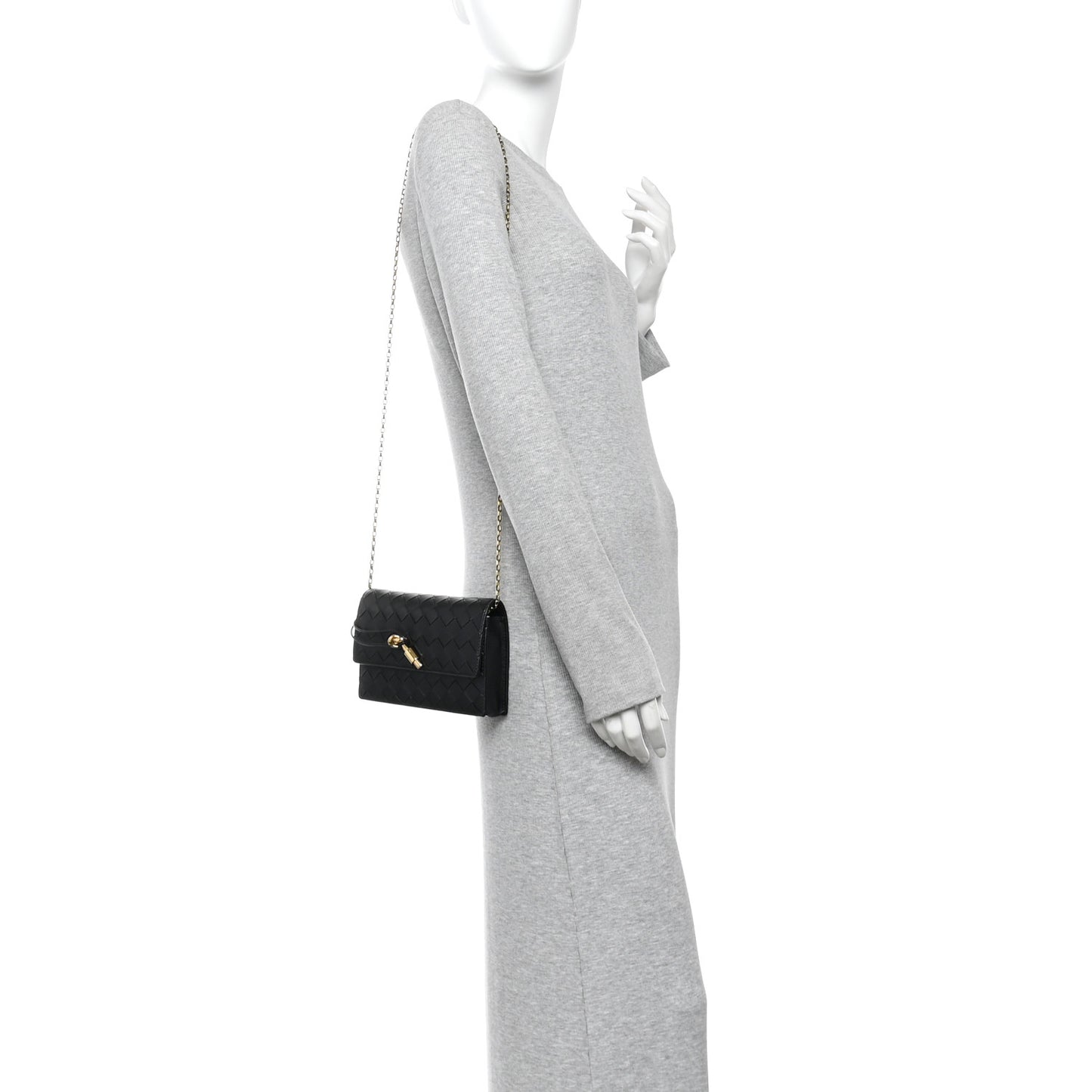 Nappa Intrecciato Andiamo Pouch On Chain Black Black