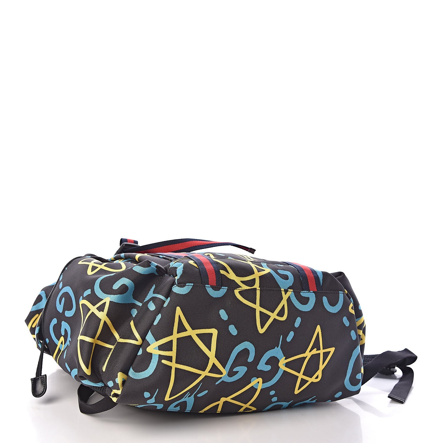 Gucci Techno Canvas GucciGhost Double Buckle Backpack Black New Acquamarine 4 of 11