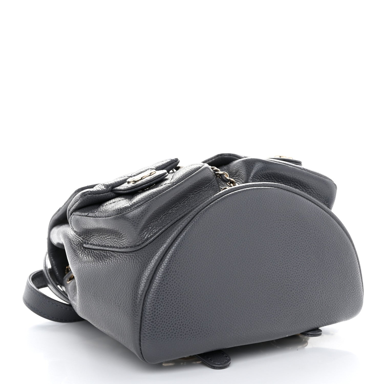 Chanel Shiny Caviar Quilted Small Duma Pockets Drawstring Backpack Grey 4 of 10