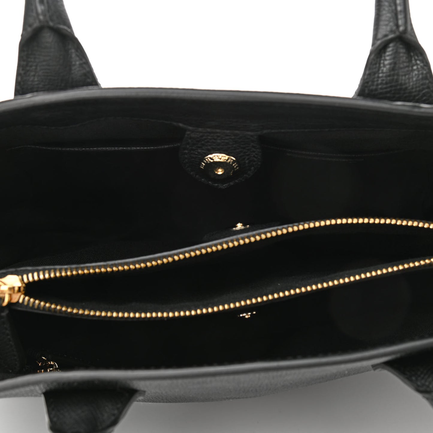 Grainy Calfskin House Check Medium Banner Tote Black