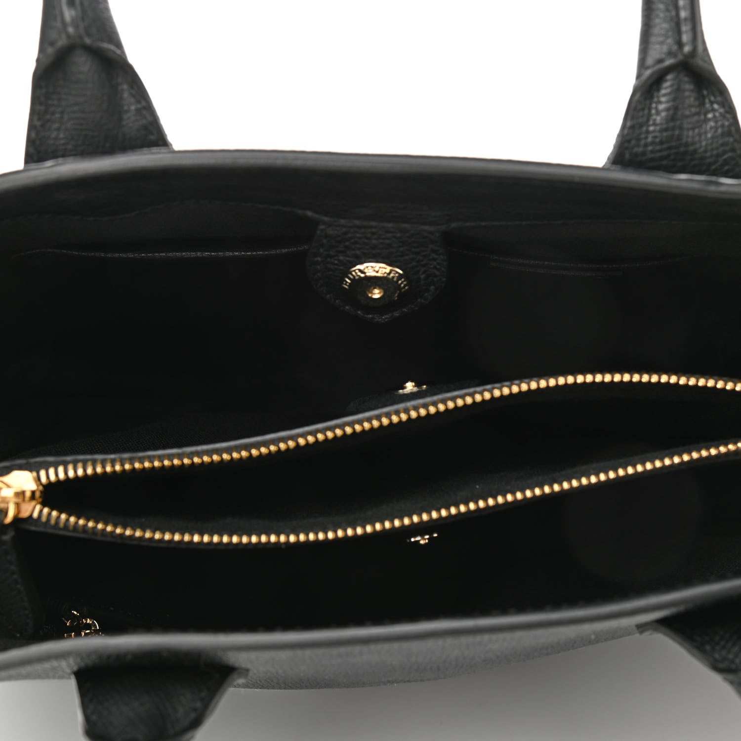 Burberry Grainy Calfskin House Check Medium Banner Tote Black 5 of 11