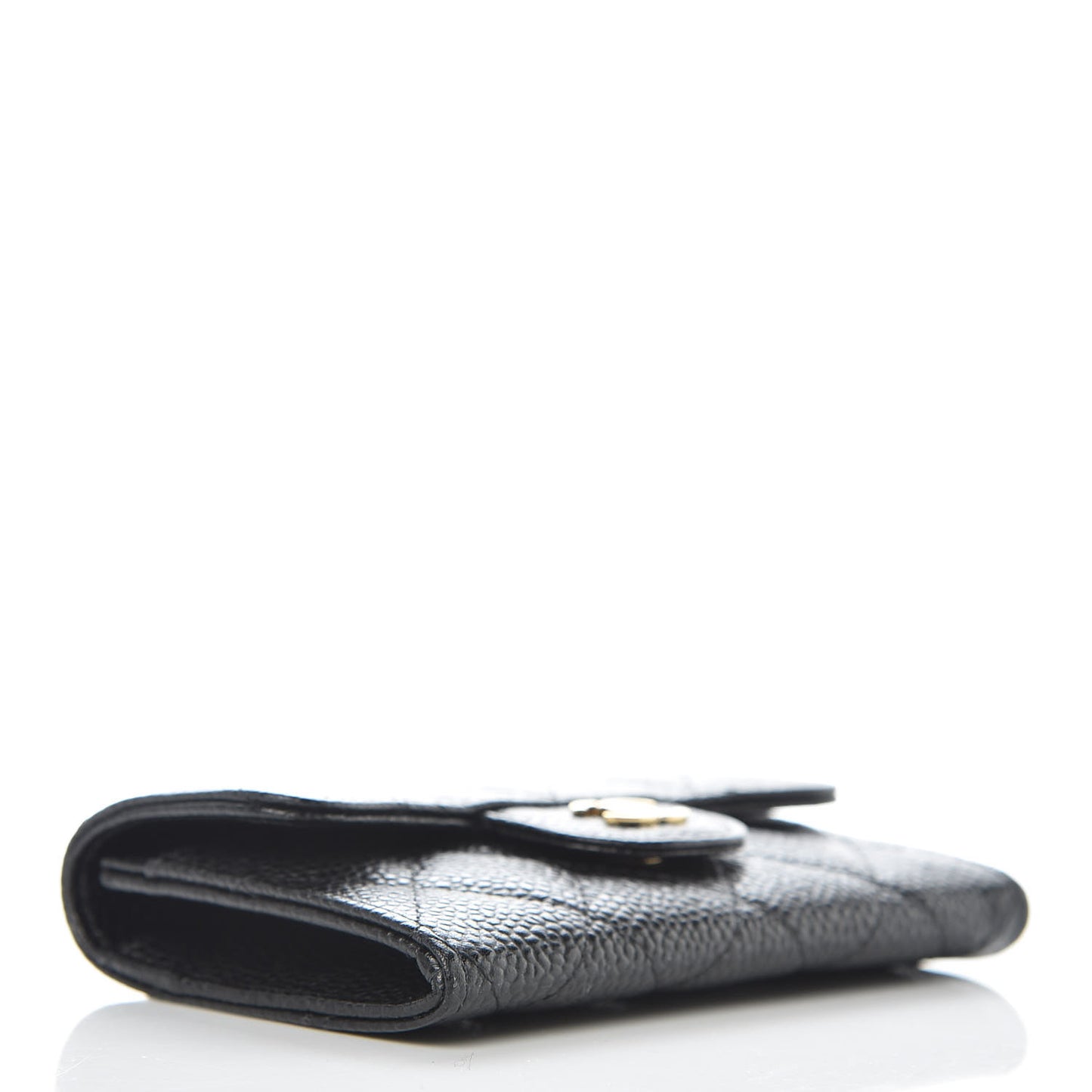 Caviar Quilted Flap Card Holder Black
