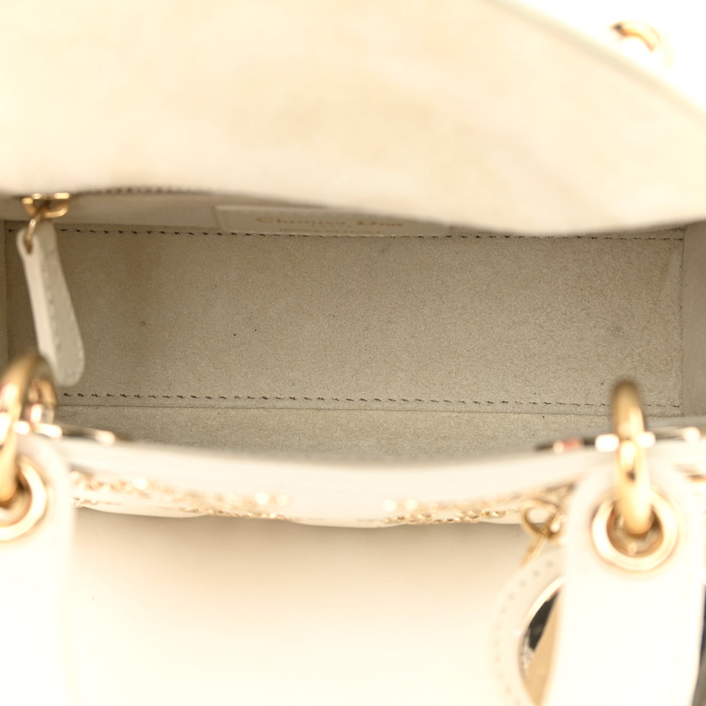 Lambskin Cannage Lucky Star Studded Mini Lady Dior White