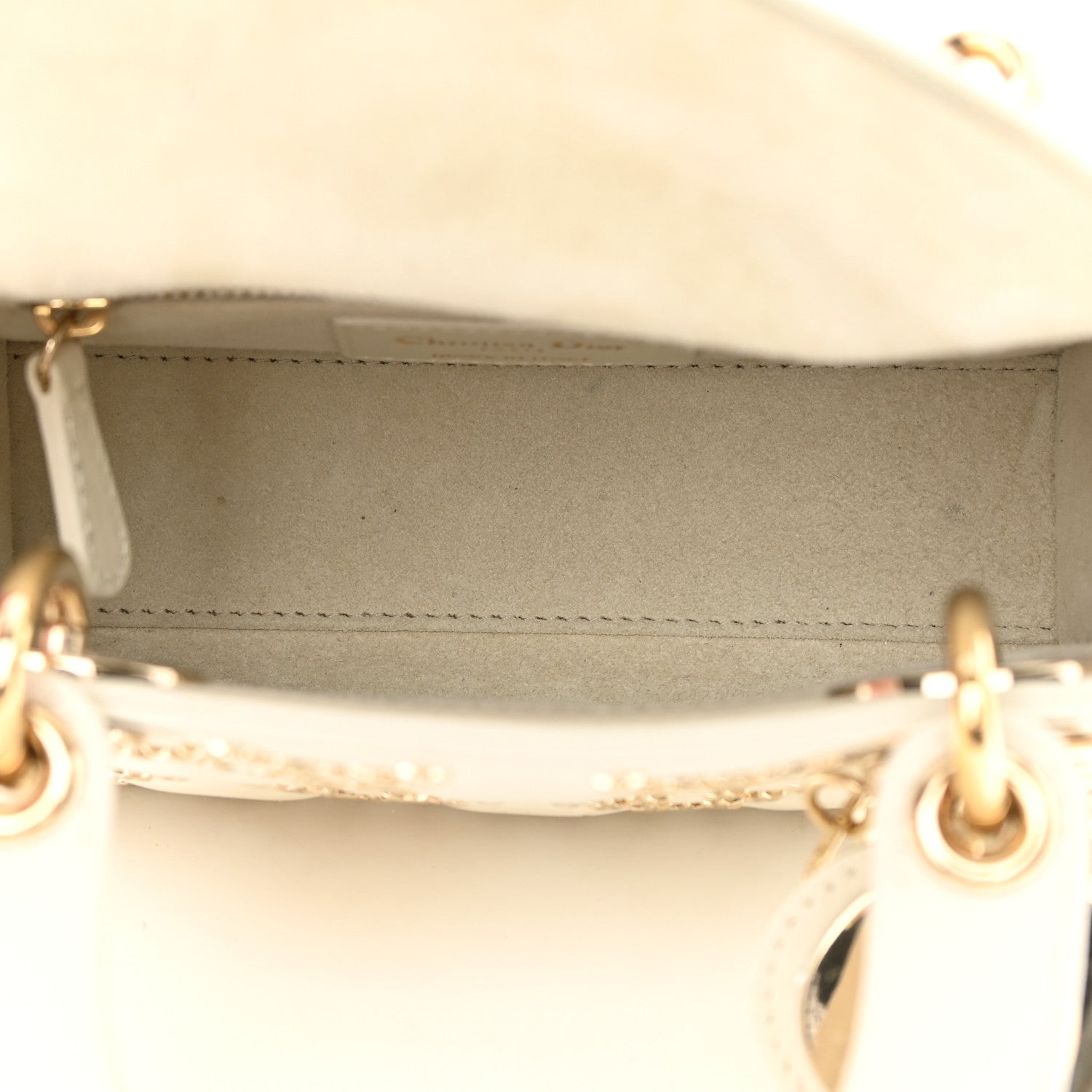 Christian Dior Lambskin Cannage Lucky Star Studded Mini Lady Dior White 5 of 17