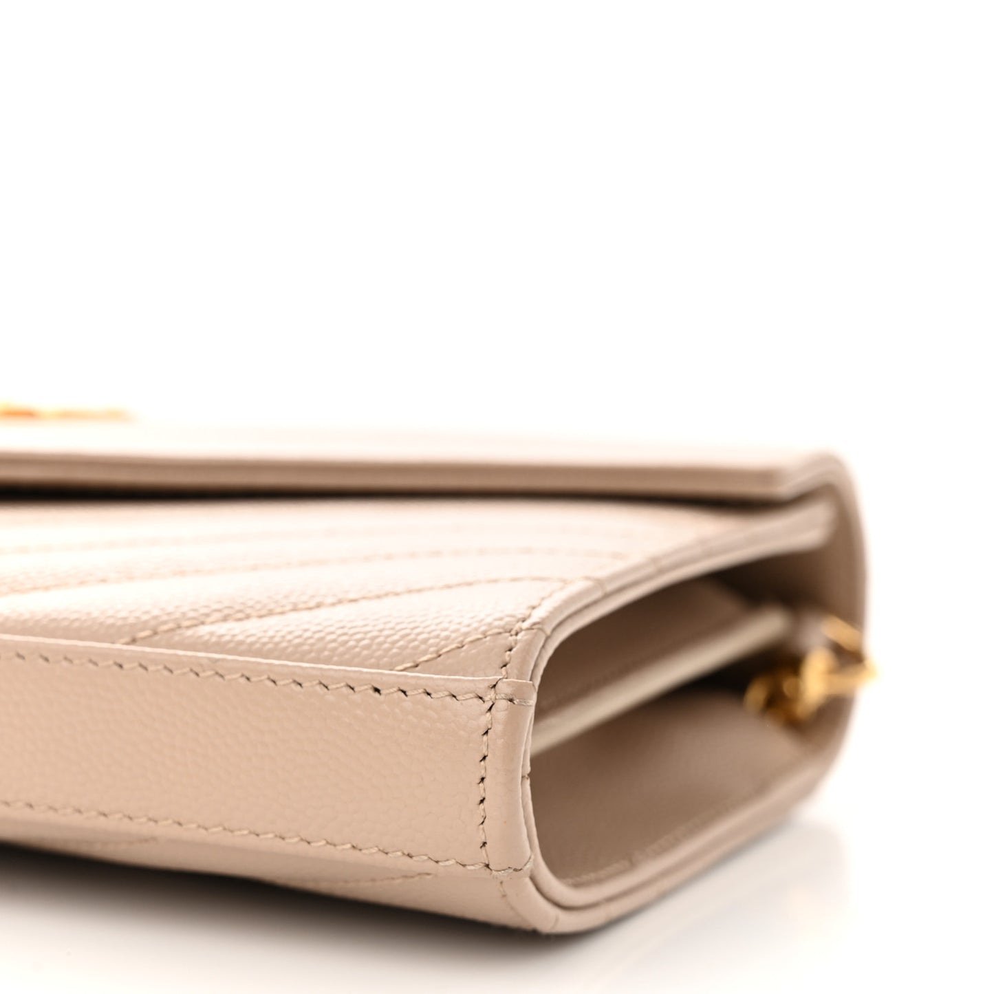 Grain De Poudre Matelasse Chevron Monogram Chain Wallet Dark Beige