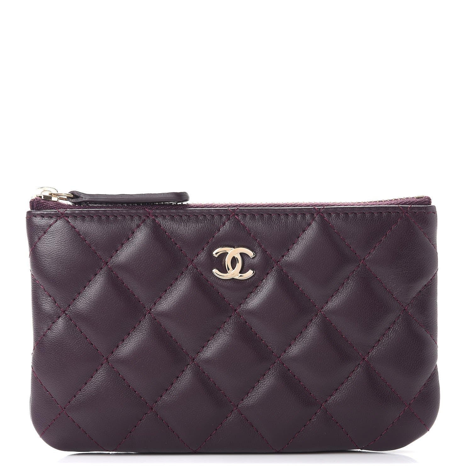 Chanel Lambskin Quilted Small Cosmetic Case Dark Purple 1 of 8