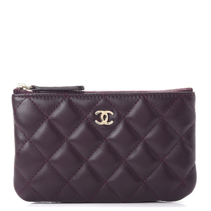 Chanel Lambskin Quilted Small Cosmetic Case Dark Purple 1 of 8