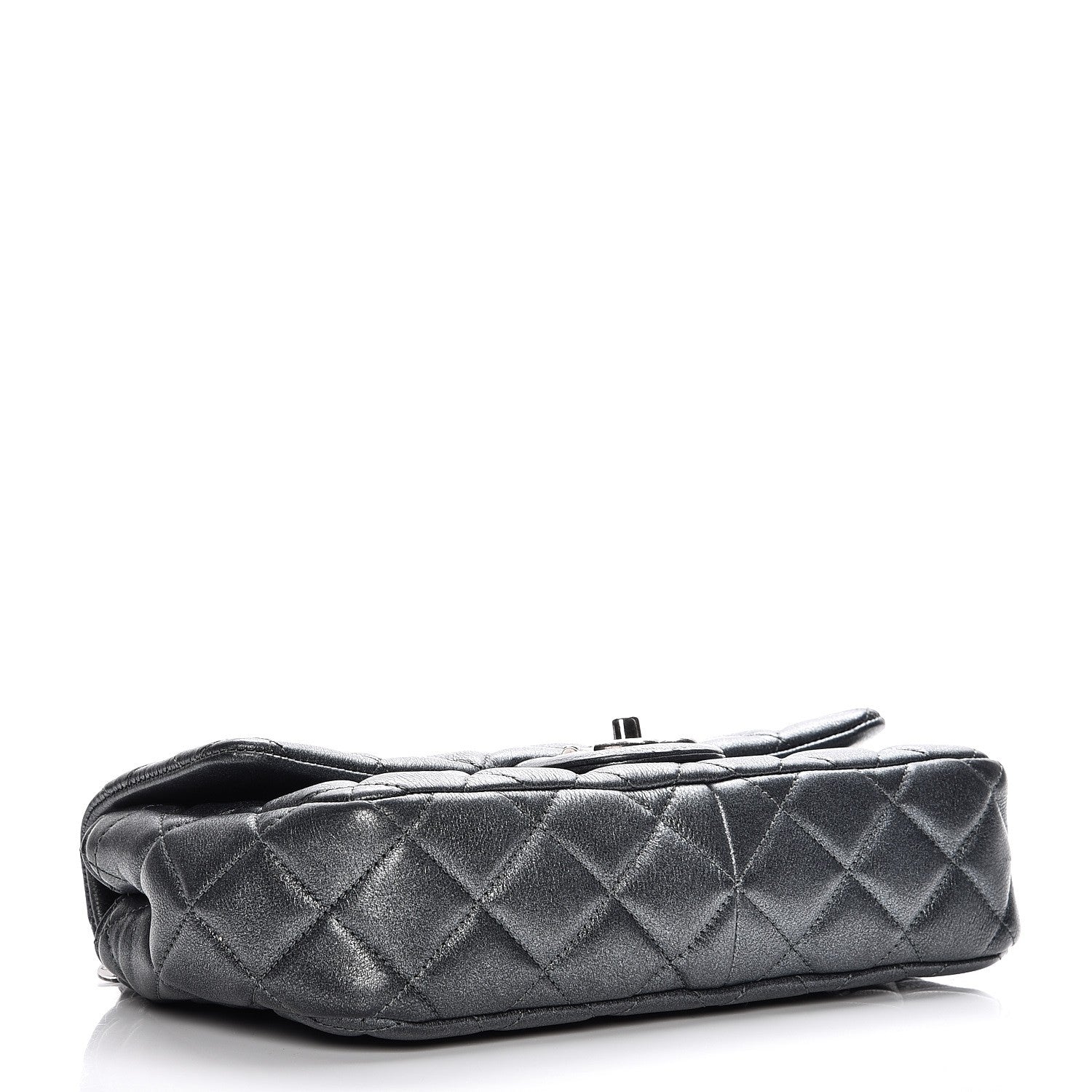Chanel Metallic Calfskin Quilted Medium CC Eyelet Flap Dark Silver 4 of 13