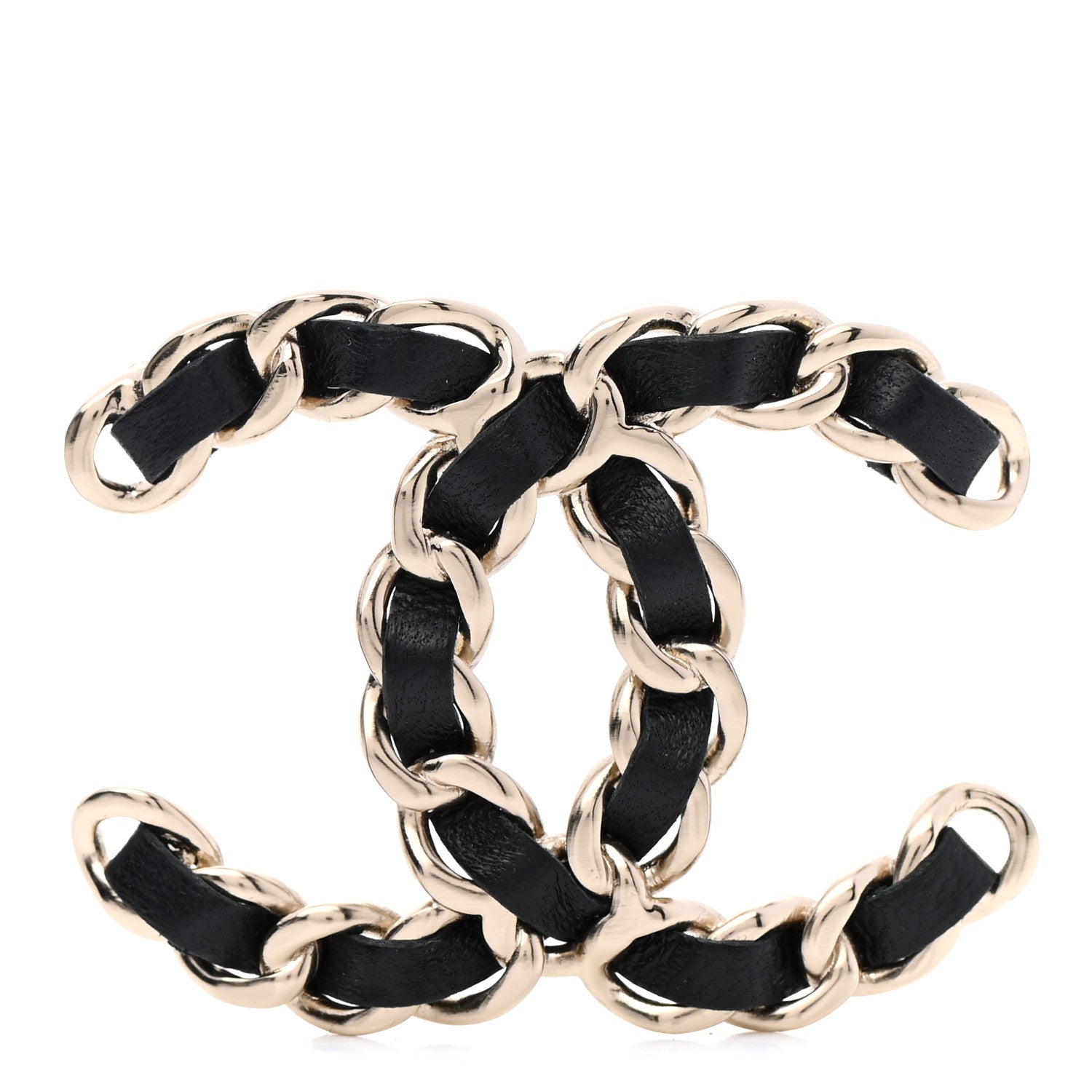 Chanel Lambskin Chain CC Brooch Black Gold 1 of 10