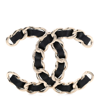 Chanel Lambskin Chain CC Brooch Black Gold 1 of 10