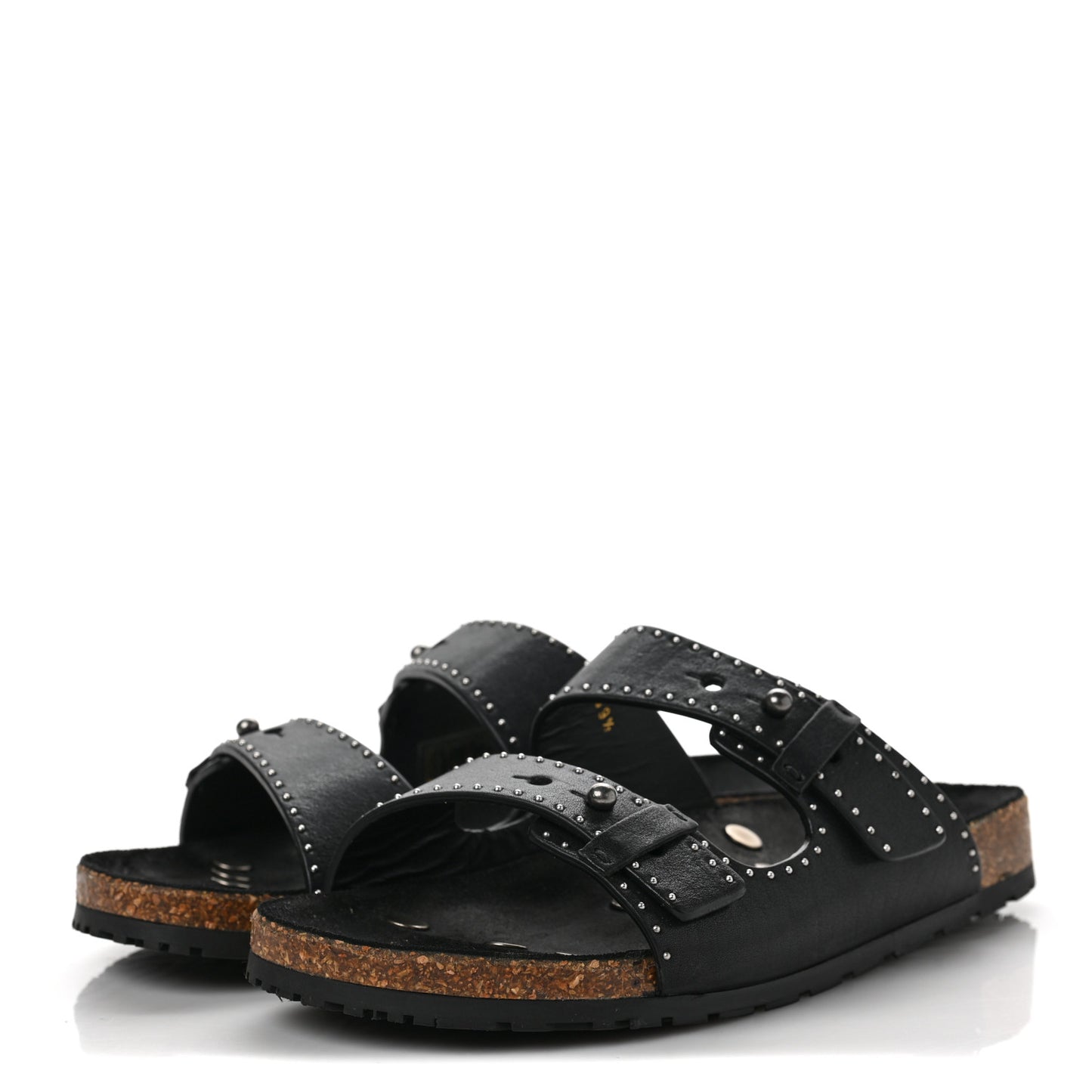 Calfskin Studded Jimmy Cross Slides 39.5 Black