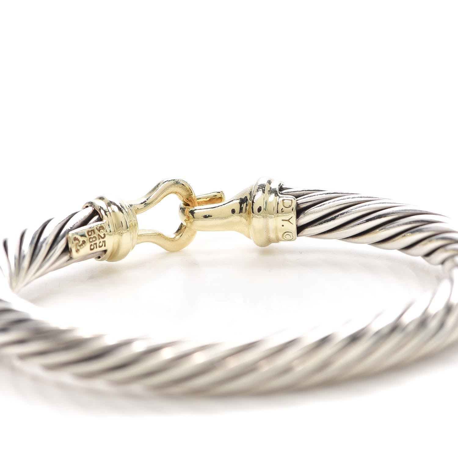 David Yurman Sterling Silver 14K Yellow Gold 7mm Cable Classic Buckle Bracelet 5 of 5