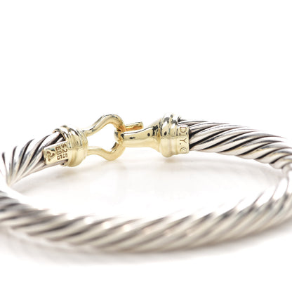 David Yurman Sterling Silver 14K Yellow Gold 7mm Cable Classic Buckle Bracelet 5 of 5
