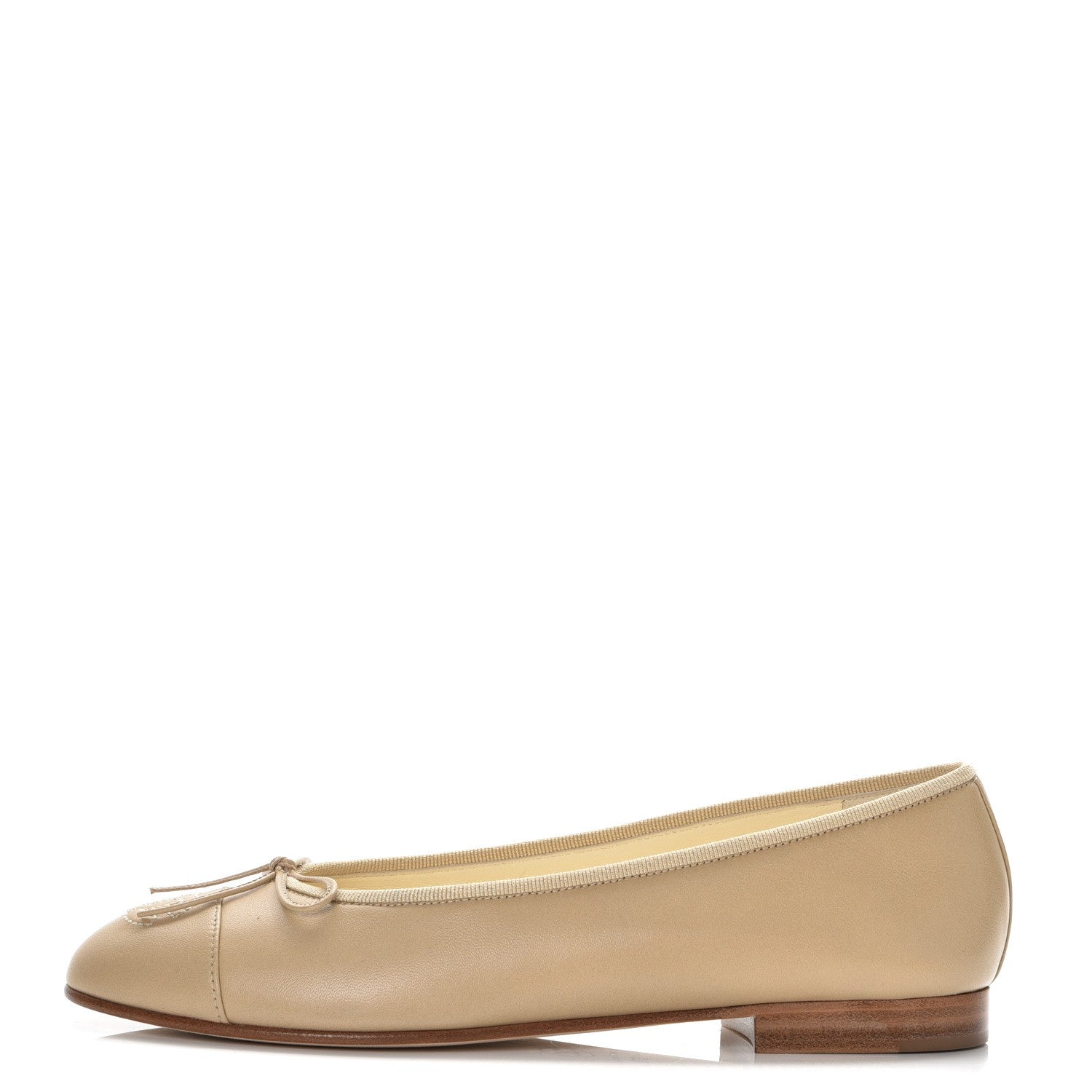 Chanel Lambskin Cap Toe CC Ballerina Flats 37.5 Light Beige 1 of 9