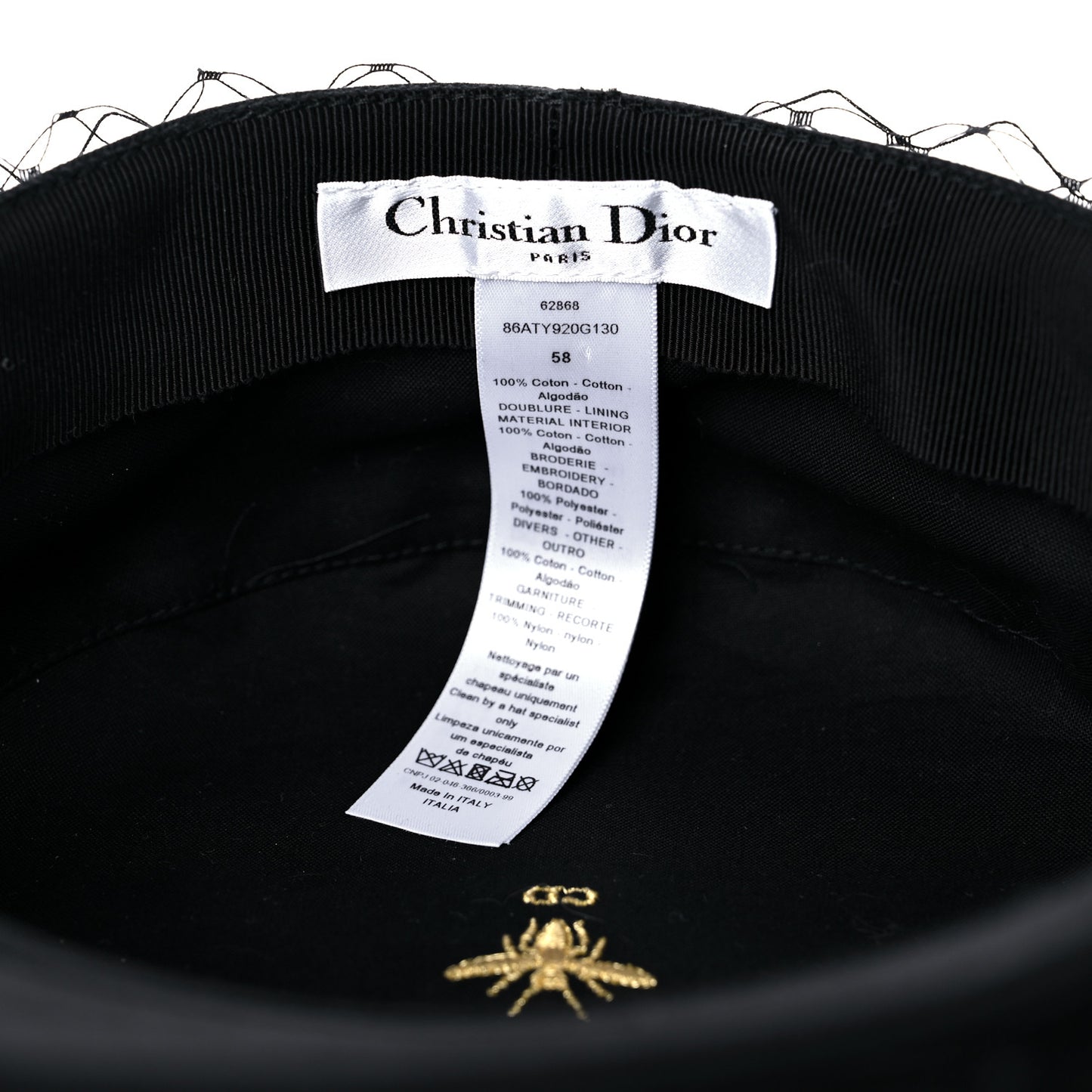 Cotton Canvas Arty Cap with Veil 58 Black