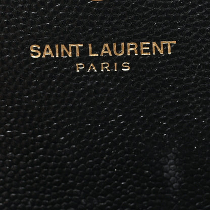 Saint Laurent Grain De Poudre Matelasse Chevron Small Monogram Envelope Wallet Black 6 of 7