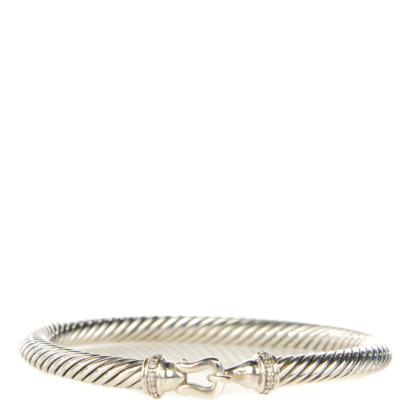 Sterling Silver Diamond 5mm Cable Buckle Bracelet