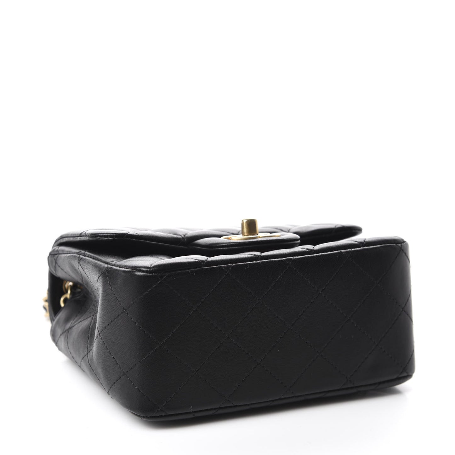 Lambskin Quilted Mini Square Flap Black
