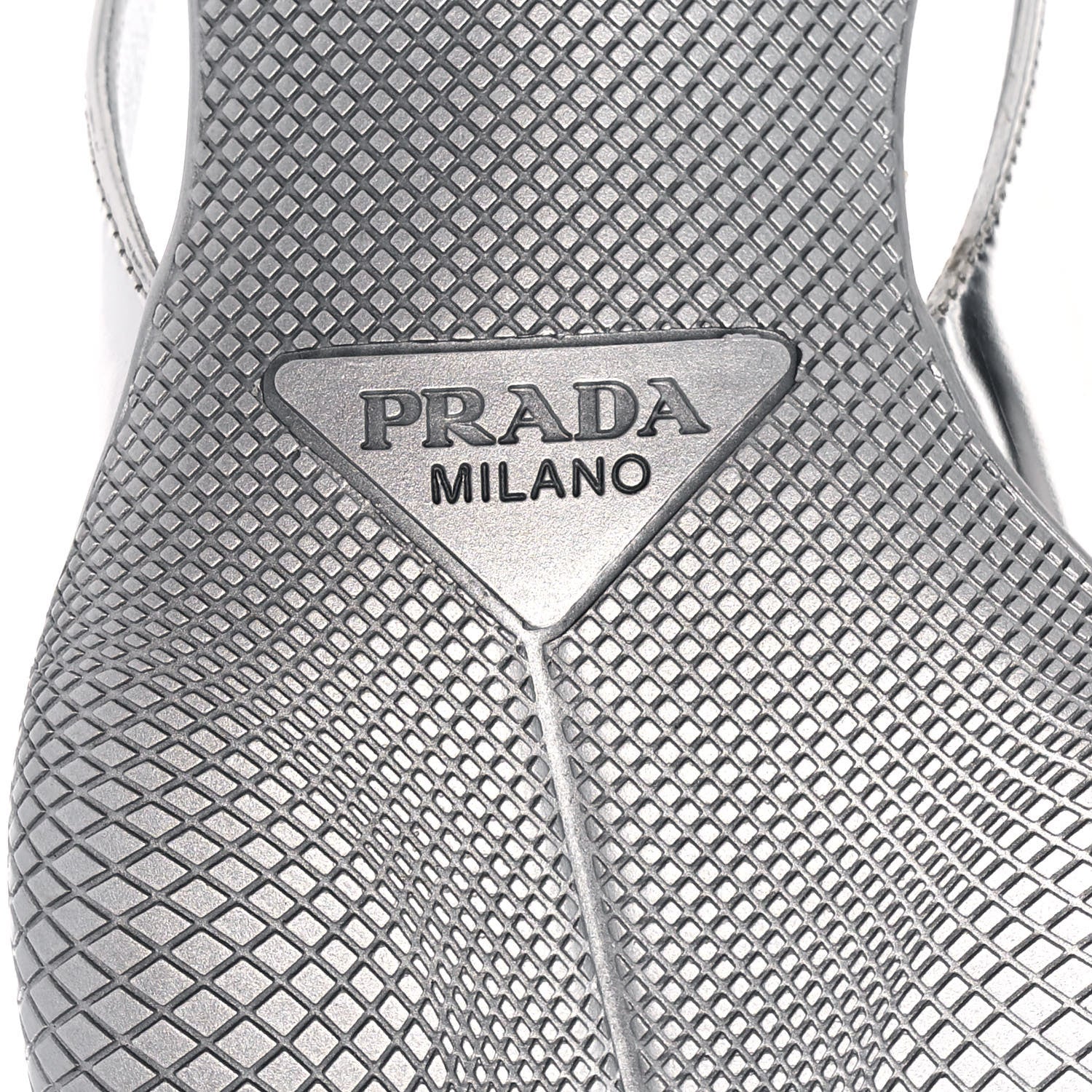 Prada Spazzolato Triangle Logo Pointed Toe 45mm Slingback Pumps 37.5 Argento 6 of 10