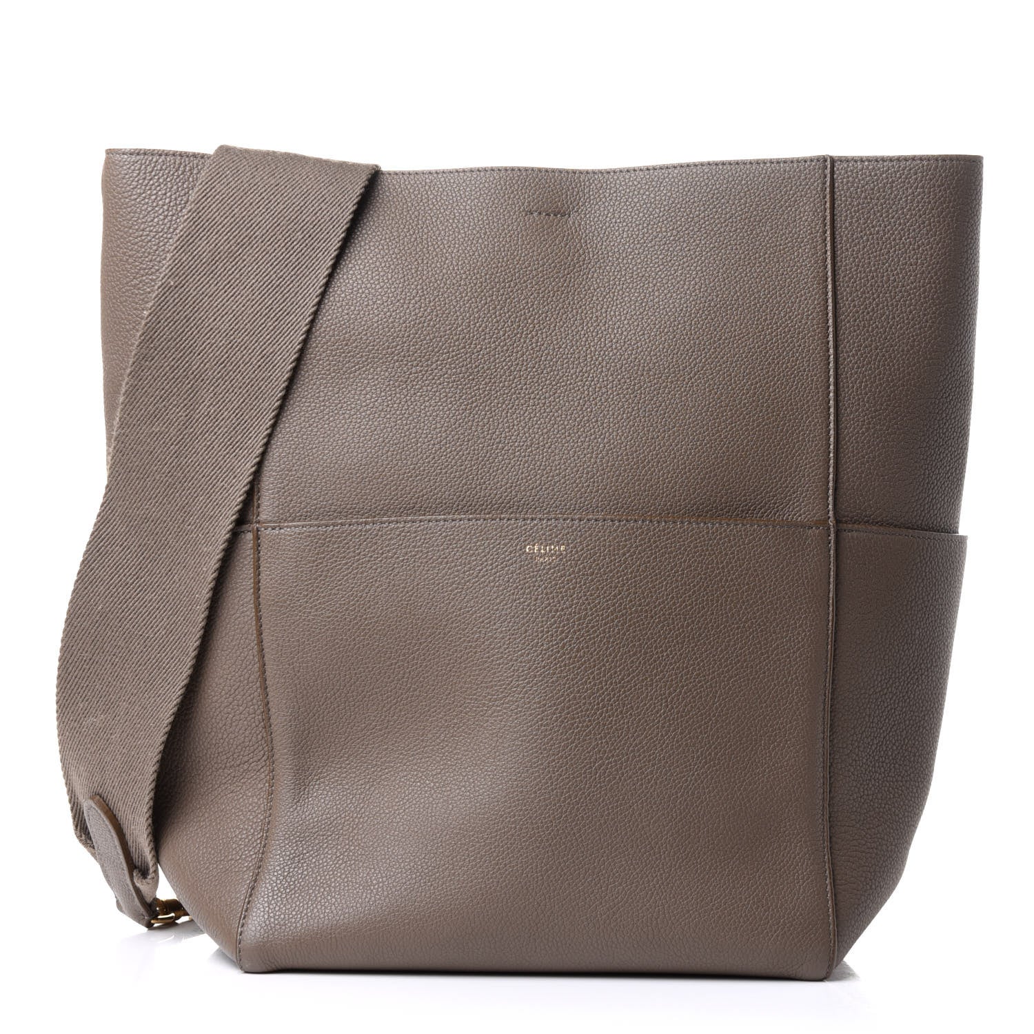 Celine Soft Grained Calfskin Sangle Bucket Bag Taupe 1 of 12