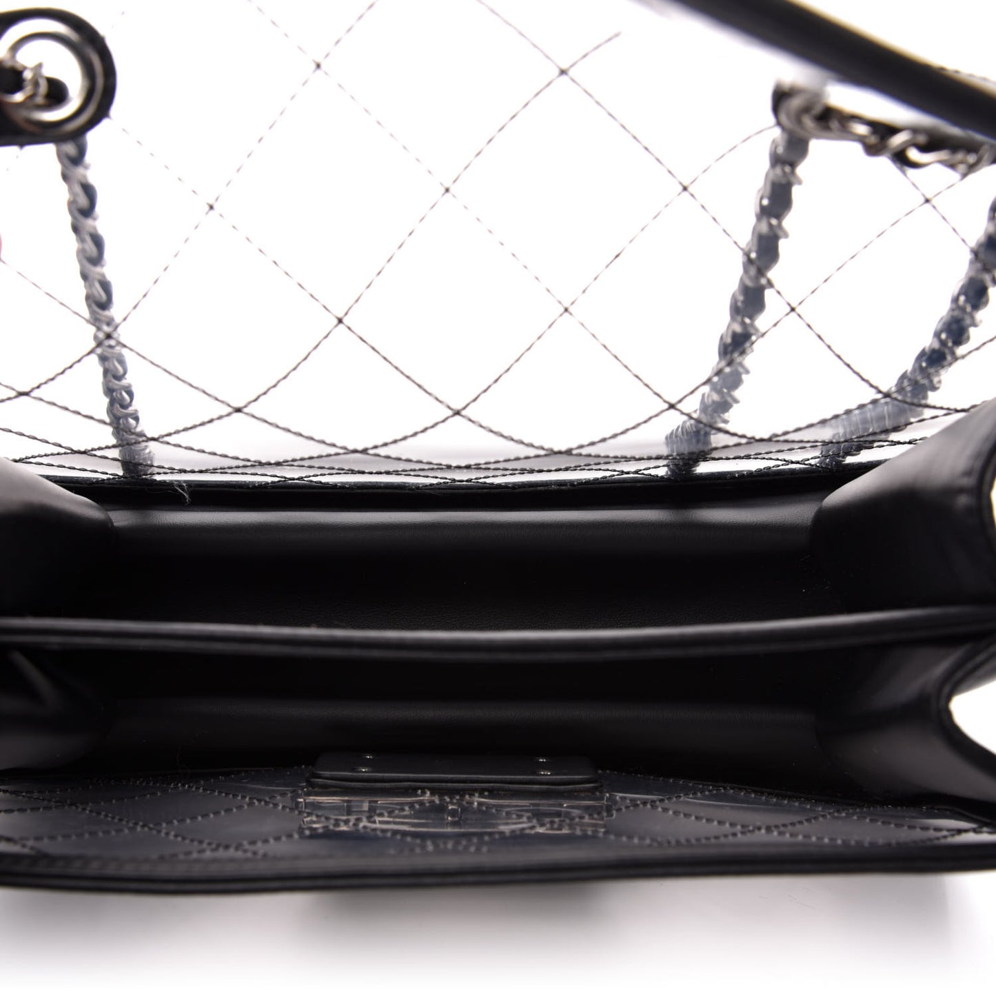 PVC Lambskin Quilted Beauty Lock Flap Black