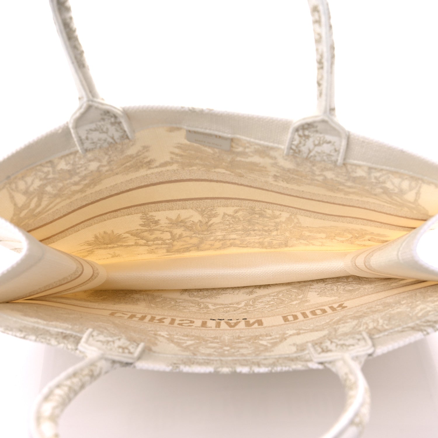 Christian Dior Canvas Embroidered Large Around The World Book Tote Gold 5 of 11