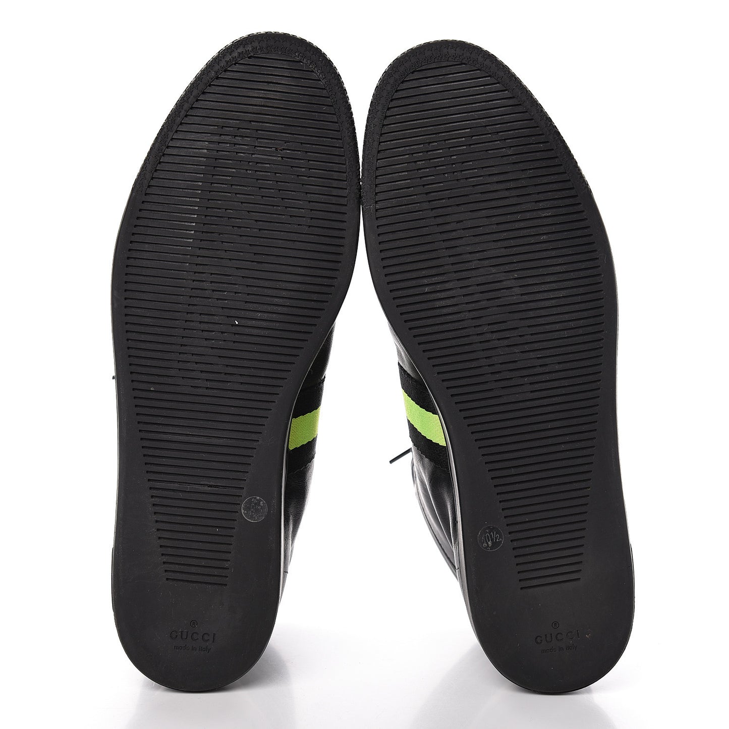 Calfskin GG Viaggio High-Top Sneakers 10.5 Black Green Fluo