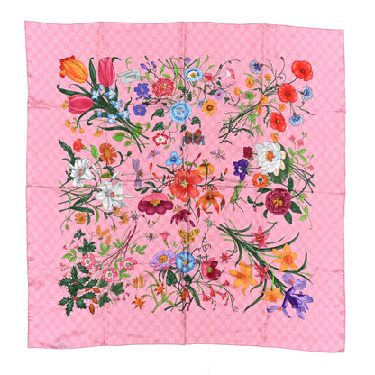 Gucci Silk Twill Flora Beauty Square Scarf Roseate 1 of 3