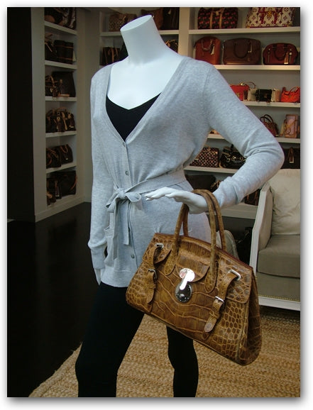 FASHIONPHILE RALPHLAURENAlligatorRickyToteBag 2 of 14