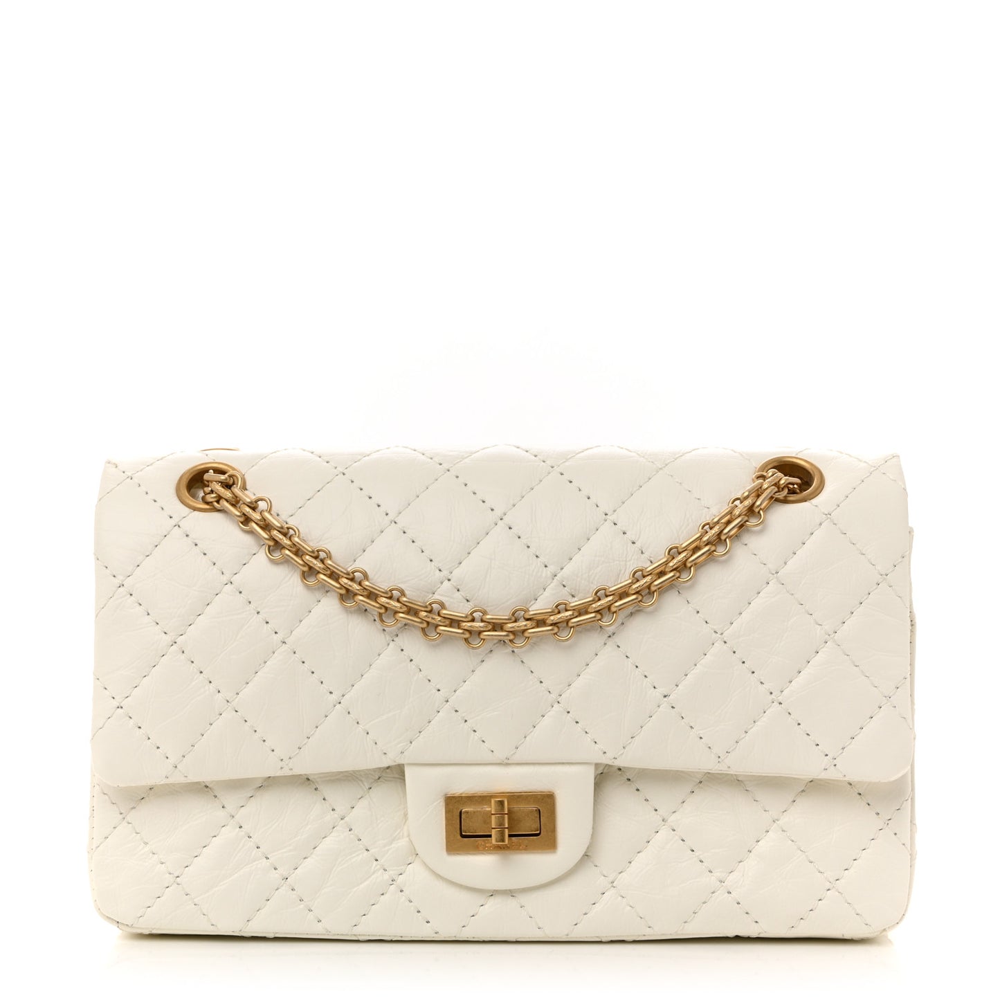 Aged Calfskin Quilted 2.55 Reissue 225 Flap White