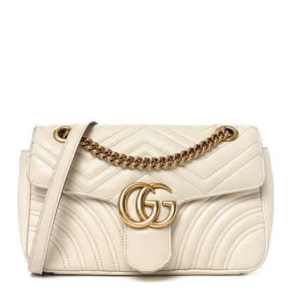 Gucci Calfskin Matelasse Small GG Marmont Shoulder Bag White 1 of 10