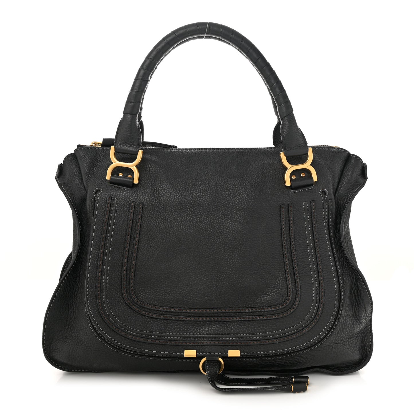 Calfskin Large Marcie Satchel Black