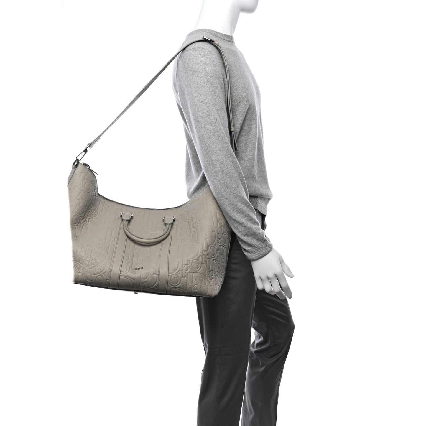 Grained Calfskin Embossed Dior Gravity Weekender 40 Beige