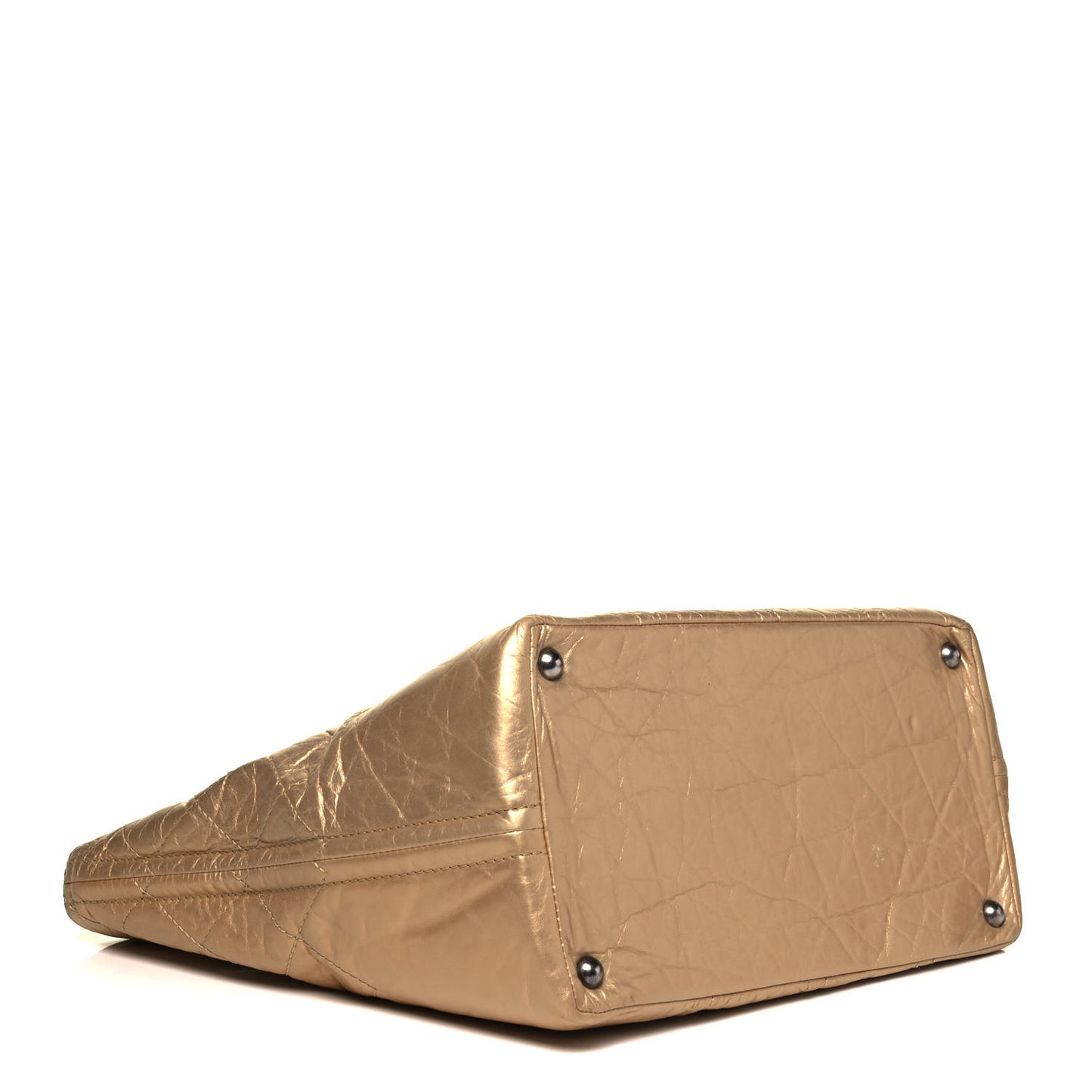 Metallic Aged Calfskin Small Shopping In Moscow Tote Gold