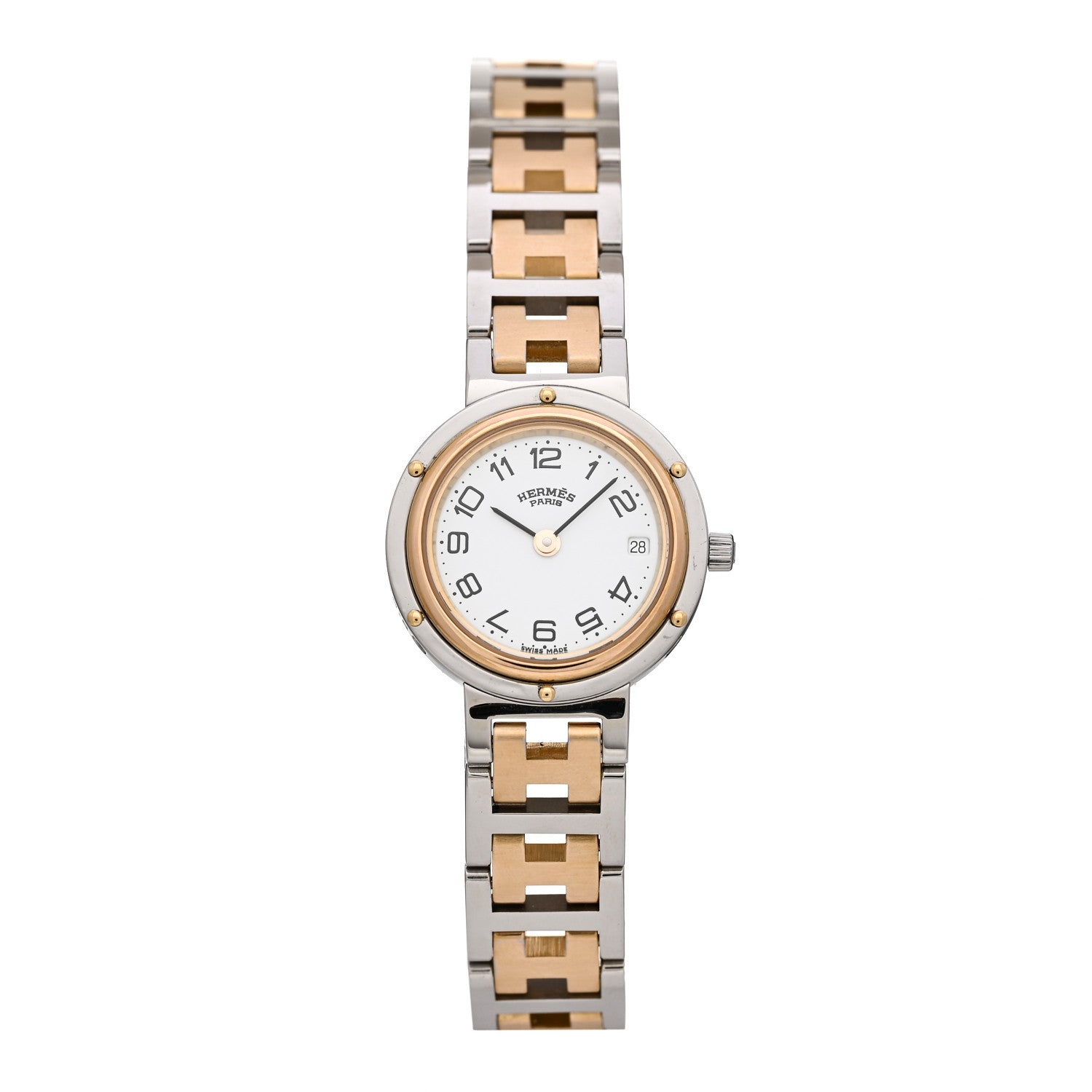Hermes Stainless Steel 24mm Clipper Quartz Watch Gold 1 of 4