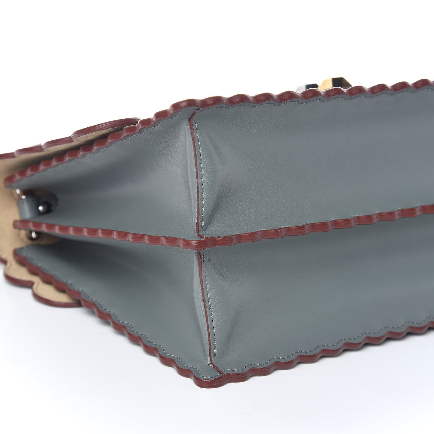 Vitello Liberty Scalloped Studded Kan I Shoulder Bag Alga