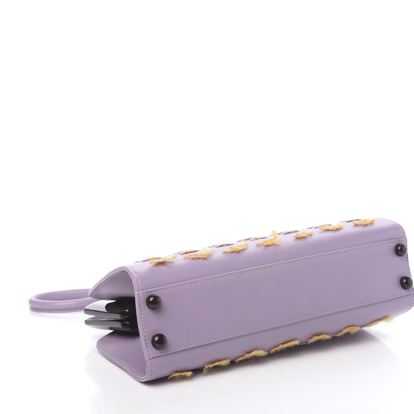Lambskin Threaded Frame Clutch Violet Clair