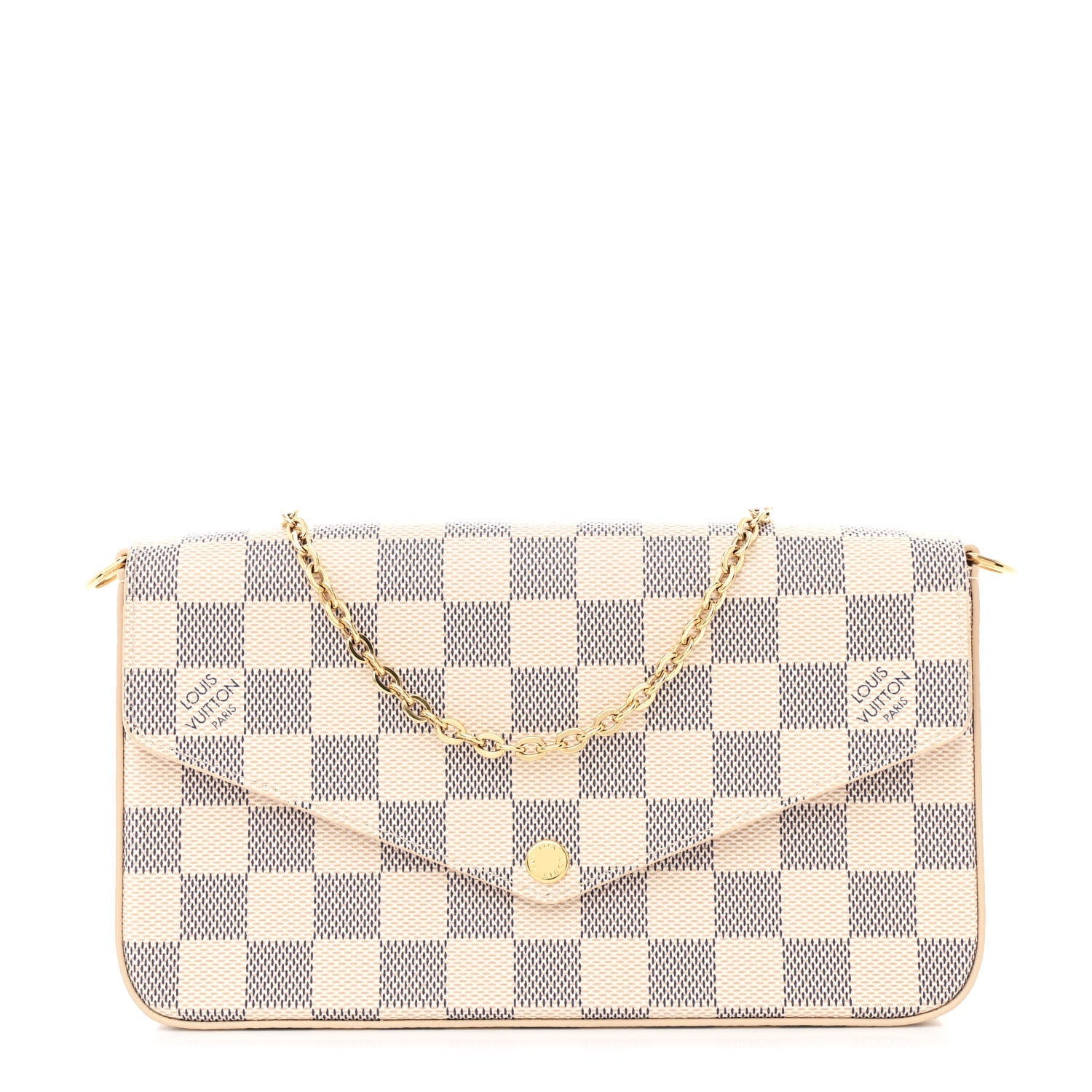 Louis Vuitton Damier Azur Pochette Felicie Chain Wallet Rose Ballerine 1 of 12
