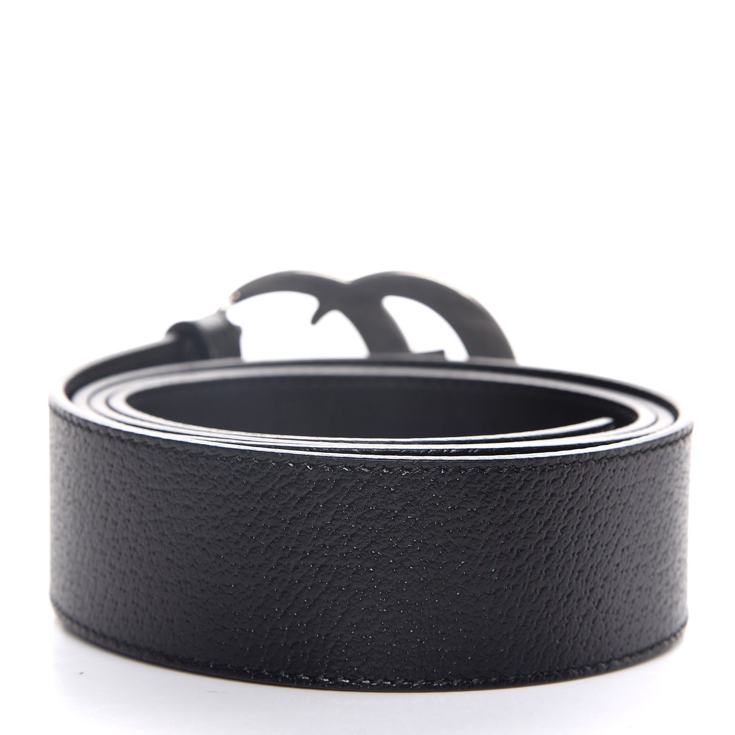 Textured Dollar Calfskin Nickel Double G 40mm Belt 115 46 Black