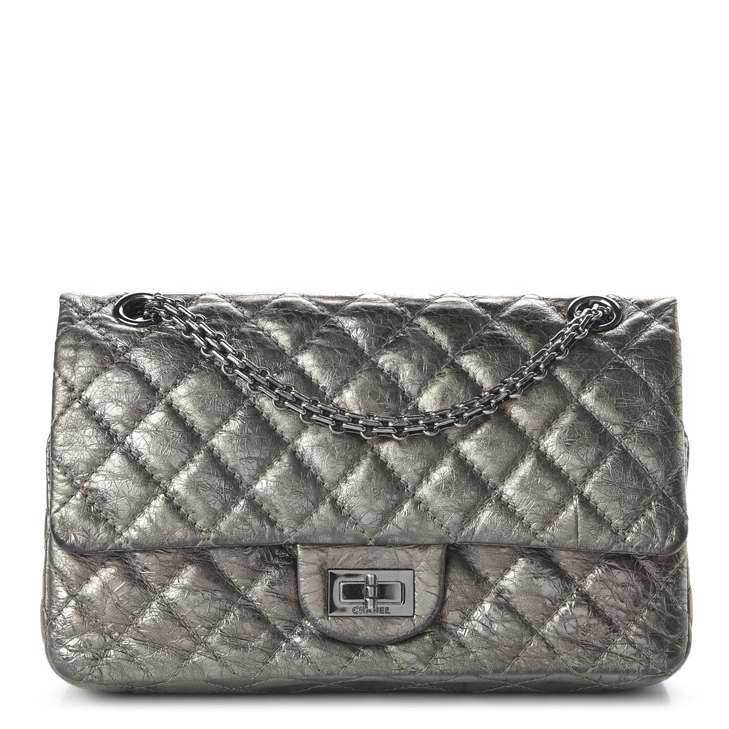 Chanel Metallic Aged Calfskin 2.55 Reissue 225 Flap Dark Silver 1 of 12