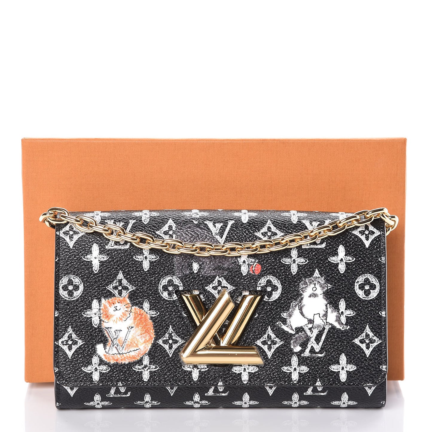 Catogram Twist Chain Wallet Black
