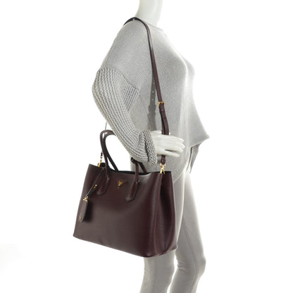 Prada Saffiano Cuir Large Double Bag Granato 4 of 11