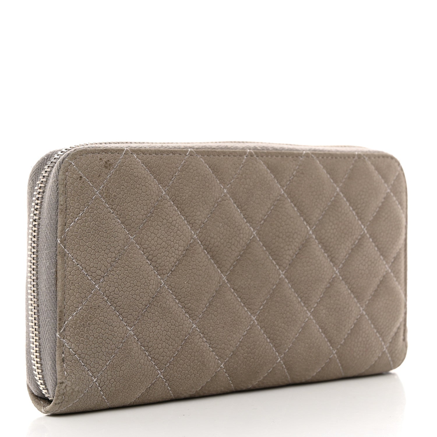 Chanel Caviar Quilted Large Gusset Zip Around Wallet Grey 3 of 12