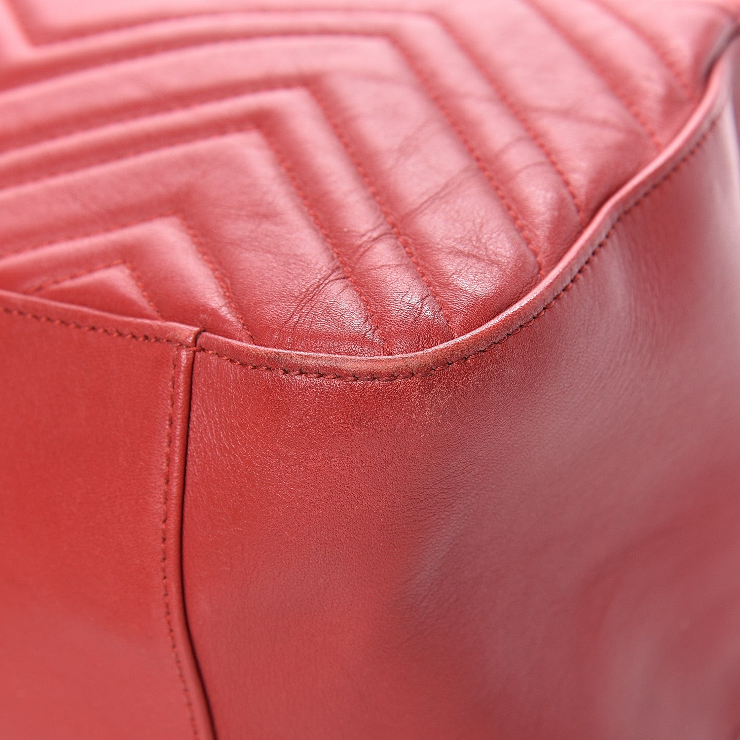 Gucci Calfskin Matelasse Medium GG Marmont Shoulder Tote Bag Hibiscus Red 10 of 16