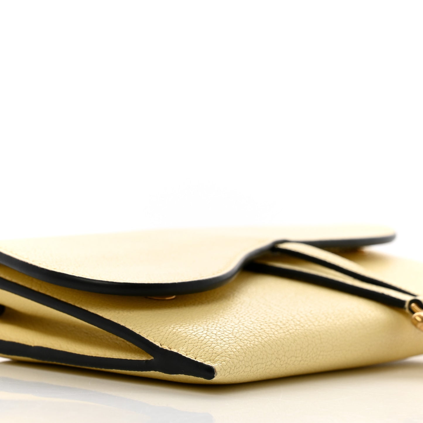 Goatskin Saddle Chain Wallet Pouch Soft Yellow