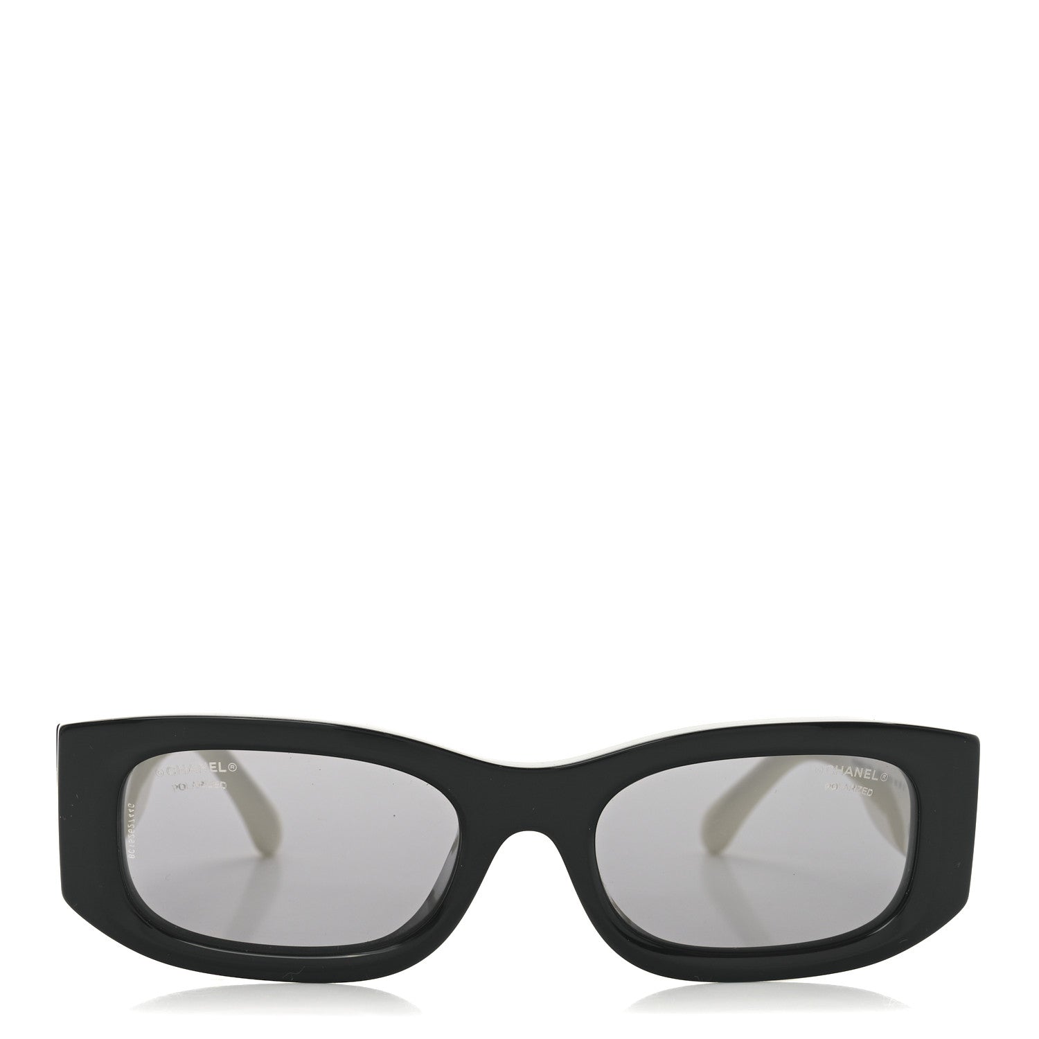 Chanel Acetate Polarized Rectangle Sunglasses 5525-A Black White 2 of 6