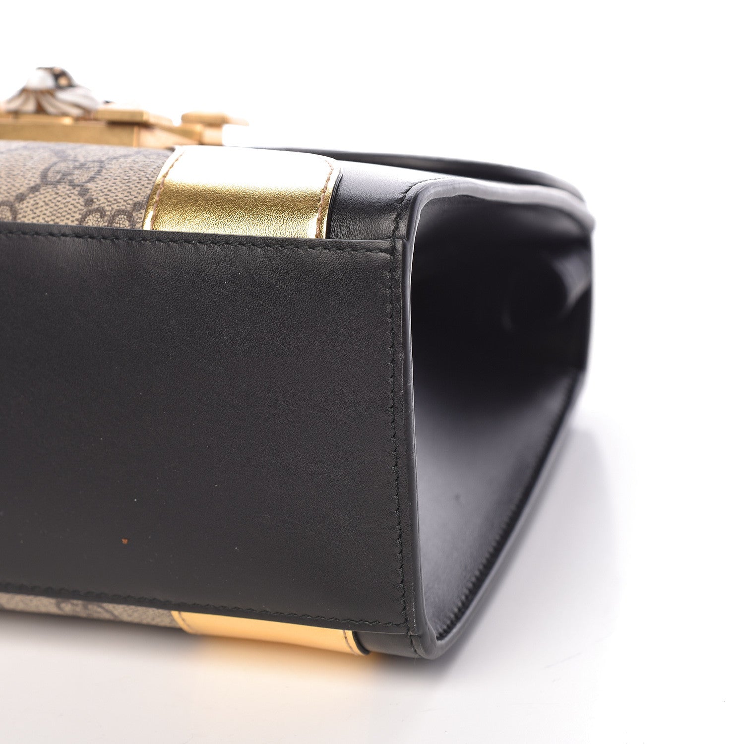 Gucci GG Supreme Monogram Small Osiride Top Handle Bag Black Gold 11 of 12